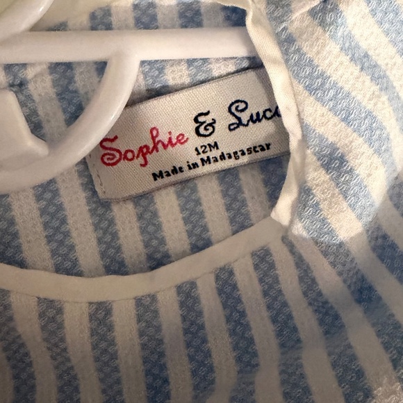 Sophie & Lucas Boys Coastal Classics Blue Striped Overall, 12M - Picture 5 of 5